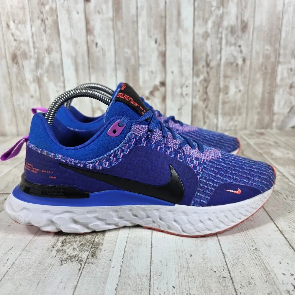 Nike React Infinity Run Flyknit 3 Womens 8.5 Blue Red Running Shoes DZ3016-400